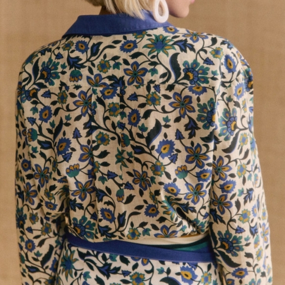 Sezane x Momoni Maxy Shirt in Arabesque Blue size 36 - Picture 4 of 11